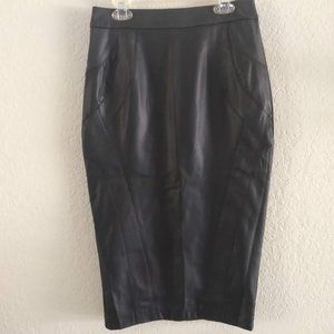 River Island Faux Leather Black Pencil Skirt - Sz US 4